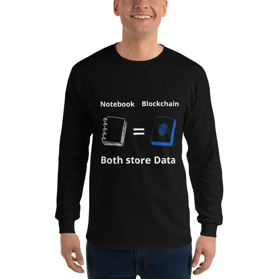 Men’s Long Sleeve NOTEBOOK = BLOCKCHAIN Shirt