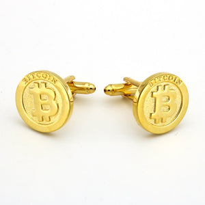 Bitcoin CuffLinks Copper Material Golden Color