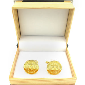 Bitcoin CuffLinks Copper Material Golden Color